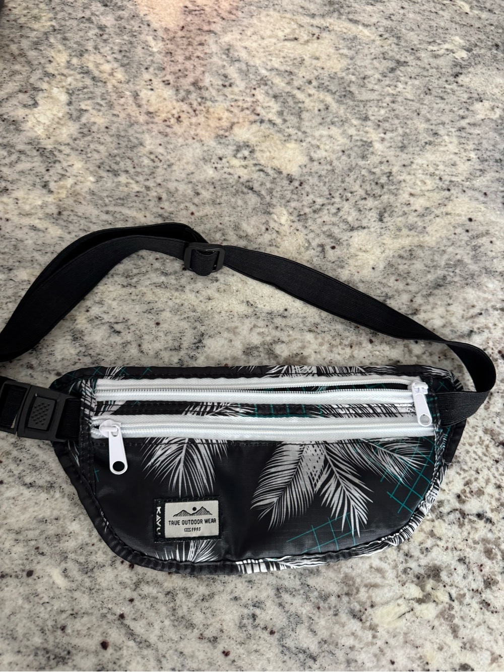 Kavu Spectator Fanny Pack Waist Bag Black Palm Print